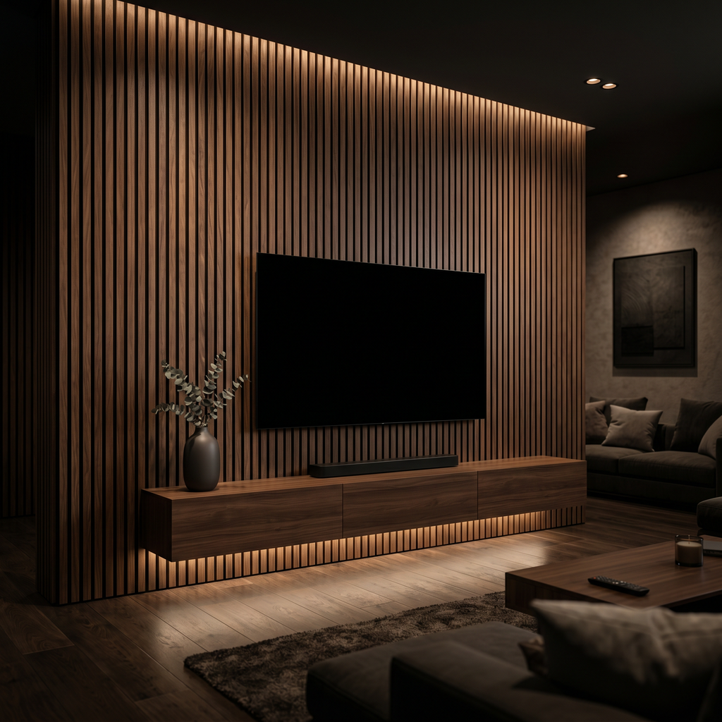 Windsor Walnut Acoustic Wall Panel — XL 270 × 110 cm