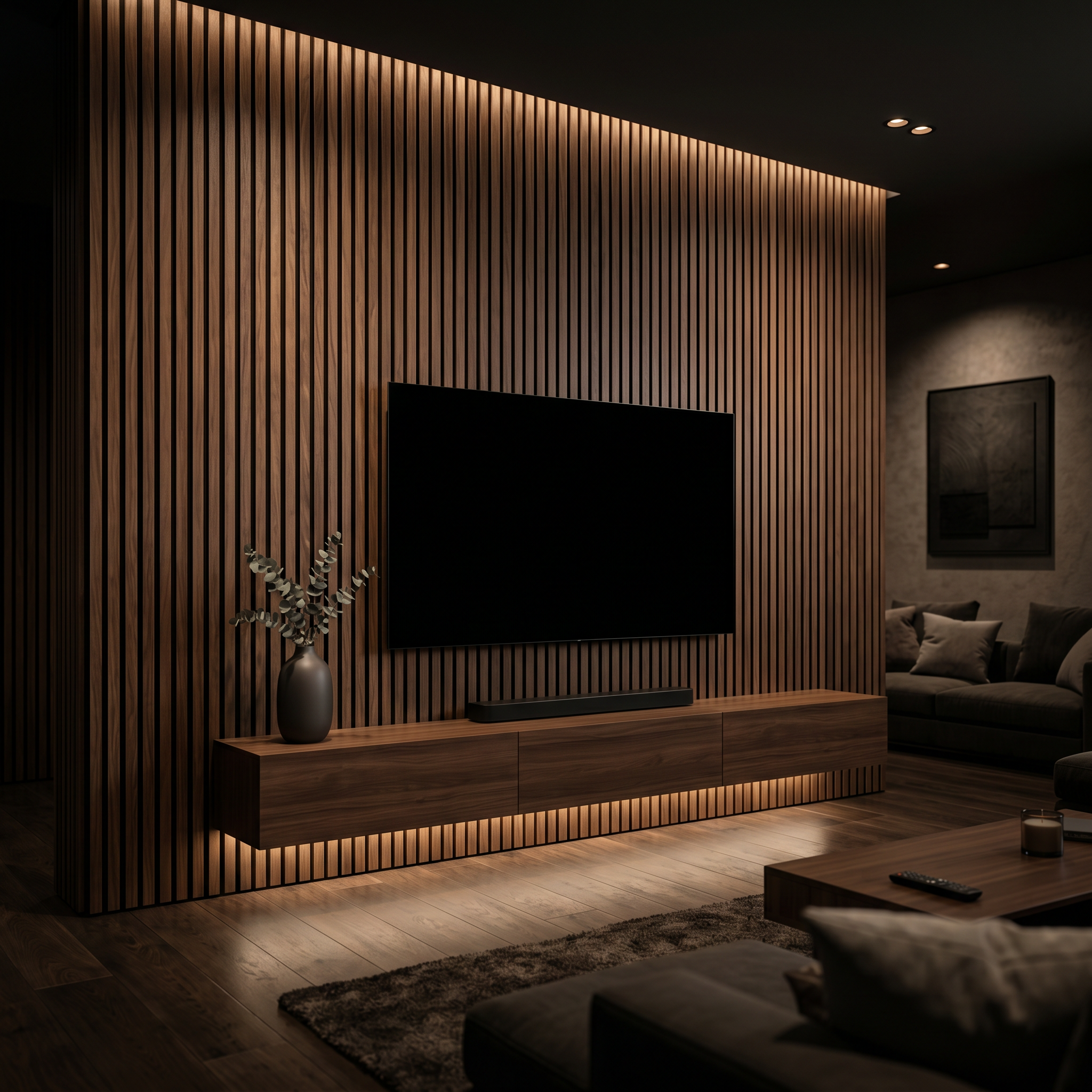 Windsor Walnut Acoustic Wall Panel — XL 270 × 110 cm