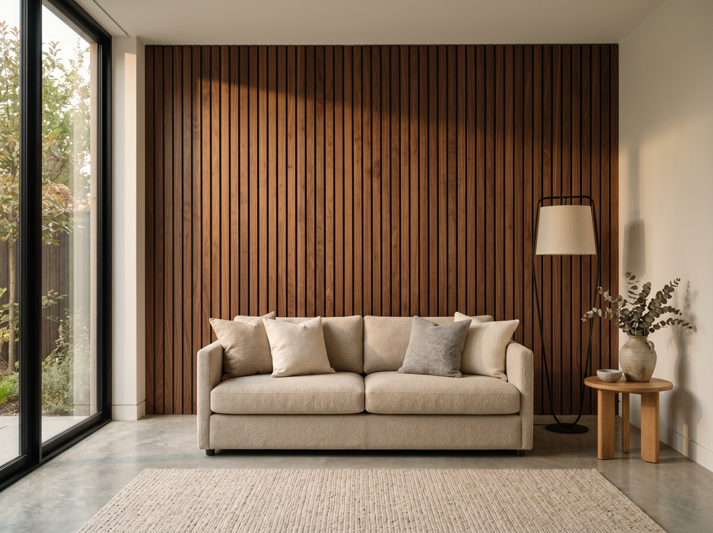 Windsor Walnut Acoustic Wall Panel — XL 270 × 110 cm