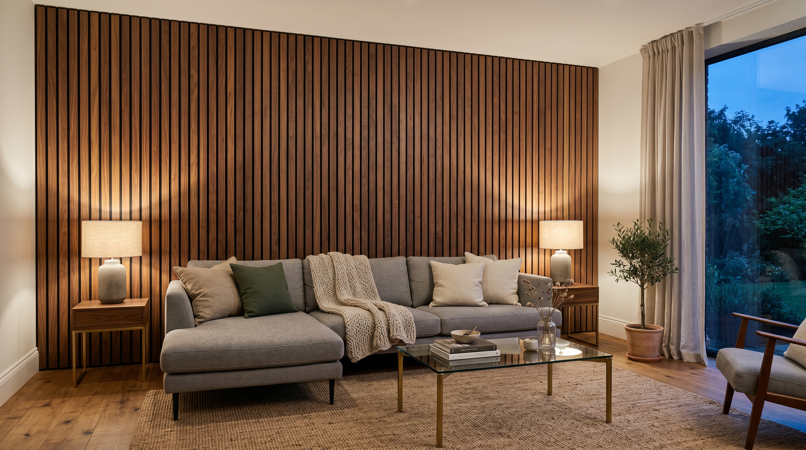 Windsor Walnut Acoustic Wall Panel — XL 270 × 110 cm